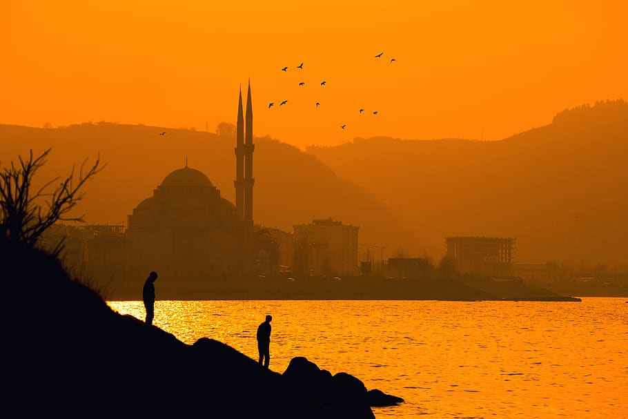 silueta, dos, gent, mar, llunyà, ortaköy mesquita, Turquia de Istanbul, retroil·luminat, platja, penya-segat, alba, tarda, volant, boira, fons de pantalla hd, paisatge, mesquita, oceà, taronja, paisatge marí, vora del mar, cel, sol, posta de sol, aigua, exterior de l'edifici, temes d'animals, color taronja, vertebrats, ocell, arquitectura, animal, estructura construïda, naturalesa, fauna animal, animals a la natura, bellesa a la natura, grup d’animals, edifici, ciutat, destinacions de viatge, paisatge urbà, a l'aire lliure, ramat d’ocells, 5K