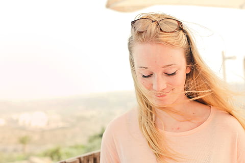 blonde, woman, wearing, peach color dress, posing, 25-30 year old, Adult, Dress, Face, Glasses, Outdoors, Portrait, Shoulder, Sky, Sunglasses, Walkway, Wind, Young, background, building, caucasian, city, day, female, dom, leisure, outfit, peach colour, relax, smile, style, stylish, sunny, travel, trendy, white, youth, hair, blond hair, headshot, young adult, hairstyle, one person, beauty, long hair, beautiful woman, young women, looking, front view, nature, women, contemplation, teenager, 2K