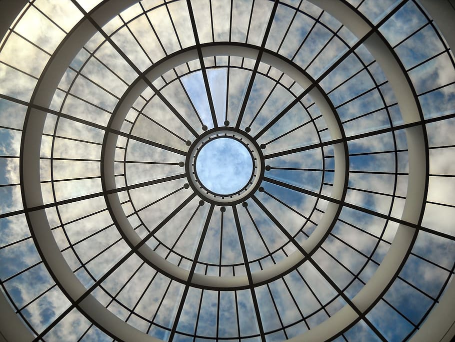 finestres, rodó, interior, disseny, edifici, arquitectònic, estil, patró, luxe, cultura, núvols, cel, arquitectura, forma geomètrica, estructura construïda, forma, cúpula, cercle, sostre, a l'interior, cap gent, marc complet, directament a sota, vista d’angle baix, fons, característica arquitectònica, dia, claraboia, llum solar, ornamentat, arquitectura i art, concèntric, 2K