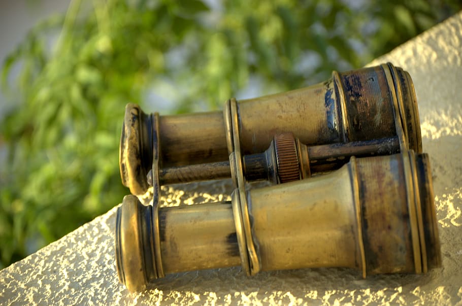 binoculars, binoculares, vell, centrar-se en primer pla, arbre, cap gent, color daurat, planta, dia, primer pla, naturalesa, contenidor, música, a l'aire lliure, instrument musical, metall, publicació, llum solar, antiguitat, història, llibre, luxe, 2K