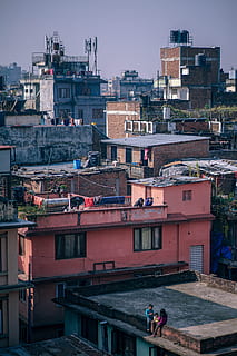Kathmandu Stadtbild, die Architektur, Gebäudehülle, gebaute Struktur, Gebäude, Stadt, Wohngegend, Tag, Dach, High Angle View, Natur, draußen, zufällige Menschen, Himmel, Haus, überfüllt, Stadtbild, klarer Himmel, Menge, Menschen, Gemeinschaft, 5K, CC0, gemeinfrei, lizenzfrei
