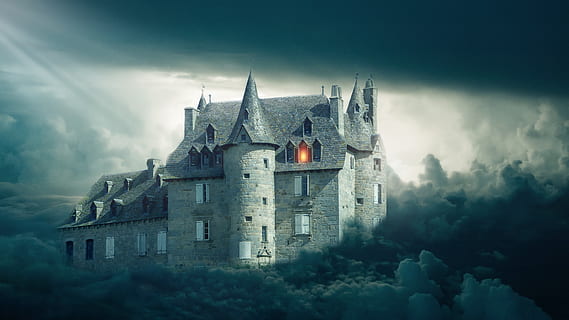 Schloss, Wolken, Himmel, Licht, Fantasie, dunkel, gotisch, Goth, Landschaft, Traum, Geheimnis, geheimnisvoll, mittelalterlich, uralt, Zauber, Buch, Abdeckung, Photoshop, die Architektur, gebaute Struktur, Gebäudehülle, Gebäude, wolke - himmel, Geschichte, die Vergangenheit, Natur, keine Leute, Religion, Reiseziele, alt, Anbetungsstätte, Dämmerung, draußen, bedeckt, Gothic Style, Turm, 4K, CC0, gemeinfrei, lizenzfrei