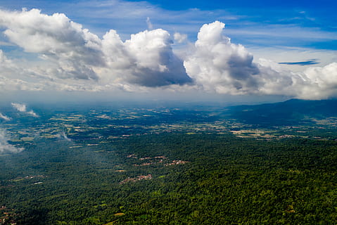 bird, eye view, sky, daytime, 4k wallpaper, cloudiness, clouds, cloudscape, drone cam, drone photography, drone shot, environment, HD wallpaper, landscape, nature, scenery, scenic, cloud - sky, scenics - nature, beauty in nature, tranquil scene, tranquility, no people, plant, non-urban scene, day, tree, land, green color, idyllic, outdoors, aerial view, mountain, 5K, CC0, public domain, royalty free