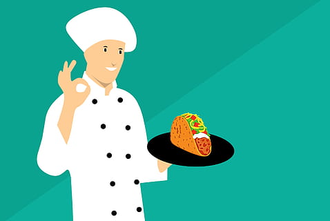 illustration, chef, tacos., taco, cartoon, kitchen, mexican, sombrero, man, cuisine, food, cook, national, cheerful, tasty, hat, happy, dish, regional, character, restaurant, latin, person, occupation, humor, smile, profession, colored background, one person, men, emotion, indoors, happiness, studio shot, white color, smiling, holding, food and drink, human body part, clothing, green background, front view, uniform, 2K