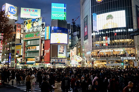 crowd, city, scramble road, intersection, shibuya, tokyo, urban, night, large group of people, group of people, architecture, building exterior, built structure, real people, street, city life, text, men, women, advertisement, lifestyles, adult, communication, walking, sign, outdoors, 4K, CC0, public domain, royalty free