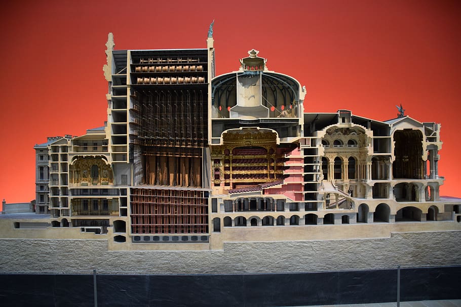 model, secció transversal, òpera, paris, França, orsay, teatre, edifici, arquitectura, famós, enginyeria, estructura, exterior de l'edifici, estructura construïda, cap gent, destinacions de viatge, ciutat, vermell, finestra, naturalesa, cel, maó, a l'aire lliure, viatjar, història, el passat, paret, torre, exterior d’edifici d’oficines, gratacels, luxe, 5K