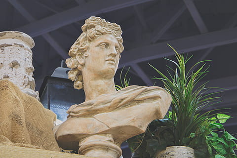 mandens headbust, skulptur, statue, menneskelig repræsentation, Kunst og håndværk, repræsentation, mandlig lighed, kreativitet, arkitektur, ingen mennesker, lav vinkel visning, håndværk, plante, dag, historie, fortiden, bygget struktur, rejsemål, natur, solid, tæt på, 2K, CC0, offentligt domæne, royaltyfrie