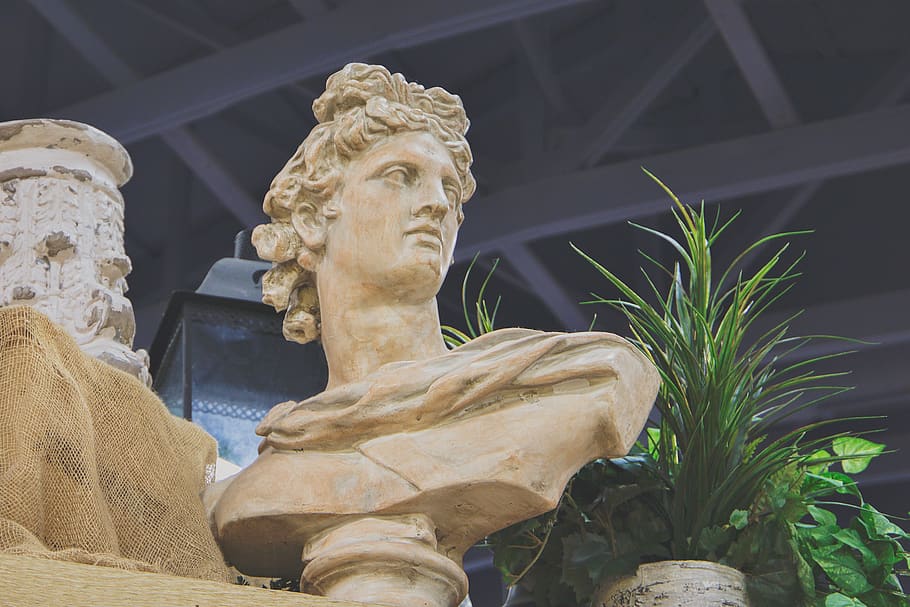 mandens headbust, skulptur, statue, menneskelig repræsentation, Kunst og håndværk, repræsentation, mandlig lighed, kreativitet, arkitektur, ingen mennesker, lav vinkel visning, håndværk, plante, dag, historie, fortiden, bygget struktur, rejsemål, natur, solid, tæt på, 2K
