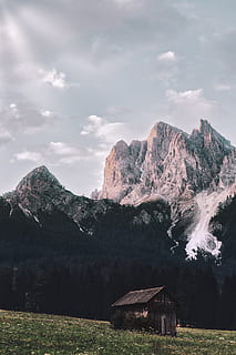braun, hölzern, Schuppen, Berg, Wolke, Himmel, Kabine, Hütte, Cliff, Gipfel, alp, Rock, Wiese, Gras, Blume, Wildblume, Natur, Landschaft, dunkel, Fernbedienung, Wohnung, Wildnis, europäische alpen, Dolomiten, draußen, szenen, Sommer-, Gebirge, ländliche Szene, keine Leute, Wald, Baum, wolke - himmel, Alt-Etsch, Schönheit in der Natur, Schnee, Europa, grüne Farbe, Blau, Tal, Reise, Österreich, Herbst, Rock - Objekt, 5K, CC0, gemeinfrei, lizenzfrei