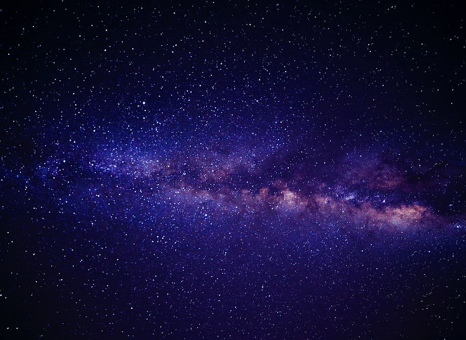 naturalesa, cel, núvols, nit, constel·lacions, estrelles, univers, galàxia, espai, degradat, blau, porpra, negre, estrella - espai, astronomia, escenics - natura, cap gent, bellesa a la natura, Via Làctea, tranquil·litat, fons, estrella, escena tranquil·la, marc complet, a l'aire lliure, camp estel·lar, constel · lació, 2K