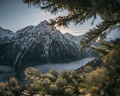 snowcap mountain, bjerg, træ, plante, skønhed i naturen, vinter, scenics - natur, kold temperatur, ro, sne, rolig scene, ingen mennesker, natur, himmel, bjergkæde, dag, vand, ikke-urbane scene, fokusere på baggrund, udendørs, snedækket bjerg, 4K, CC0, offentligt domæne, royaltyfrie