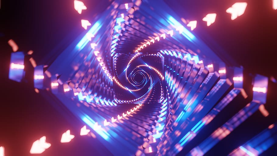 fons de pantalla, CGI, liquadora, 4k, resum, túnel, perspectiva, espiral, tecnologia, il·luminat, blau, equips d’il·luminació, multicolor, nit, primer pla, connexió, brillant, llum - fenomen natural, cap gent, reflexió, moviment, equipament, patró, forma, comunicació, fons, porpra, equipament elèctric, vida nocturna, 4K