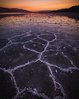 danau, tekstur, permukaan, dingin, refleksi, garam datar, sal, flat, Jeruk, pemandangan, matahari terbenam, Es, musim dingin, beku, wallpaper, Latar Belakang, alam, di luar ruangan, scenics - alam, adegan yang tenang, ketenangan, keindahan di alam, mineral, air, langit, garam - mineral, tidak ada orang, lingkungan Hidup, tujuan wisata, Danau garam, adegan non-urban, idilis, laguna, iklim kering, 4K, CC0, domain publik, bebas royalti