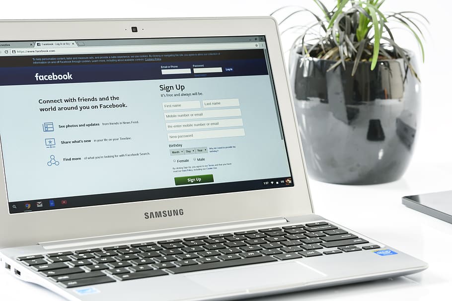 alb, laptop computer Samsung, negru, ceramică, vaza de plante, comunicare, conexiune, date, Electronică, Facebook, logare Facebook, informație, Internet, tastatură, laptop, mass-media, modern, Monitor, netbook, reţea, birou, plantă, reflecţie, ecran, argint, social media, tehnologie, vază, website, fără fir, World Wide Web, calculator, tehnologia fără fir, masa, nici o persoana, în interior, rețea de calculatoare, text, western script, Monitorul computerului, mobila, echipamente de calcul, dispozitiv portabil de informații, natură moartă, Afaceri, 5K