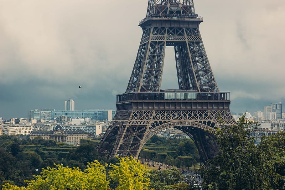 Torre Eiffel, circondato, alberi, nuvoloso, giorno, arco, architettonico, architettura, ponte, luminosa, nube, Fontana, storico, vacanza, luce, monumento, Parigi, panoramico, cielo, orizzonte, simbolo, giro, turismo, Torre, vista, antico, città, avvicinamento, cultura, design, Effel, eifel, europeo, Francia, francese, icona, punto di riferimento, natura, parigino, fiume, sereno, giro turistico, acciaio, strada, turista, viaggio, urbano, vacanze, verticale, Vintage ▾, struttura costruita, destinazioni di viaggio, esterno dell'edificio, pianta, albero, il passato, storia, nessuno, alto - alto, all'aperto, paesaggio urbano, 2K