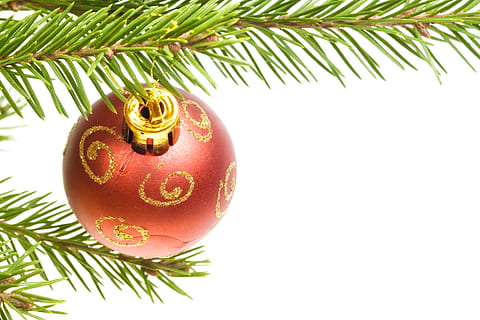palla, rosso, sfondo, decorazione, sfera, vacanza, arredamento, splendere, nuovo, di stagione, celebrazione, Natale, inverno, allegro, dicembre, impostato, appendere, bellissimo, contento, anno, albero, evento, evento di celebrazione, decorazione natalizia, ornamento di Natale, vacanza - evento, albero di Natale, colore verde, natura, avvicinamento, nessuno, ramo, girato in studio, in casa, ornato, foglia di palma, 4K, CC0, dominio pubblico, privo di copyright