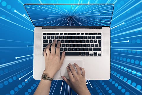 laptop, notebook, hand, write, expansion, computer, technology, business, workplace, work, blogging, one person, human hand, human body part, real people, communication, wireless technology, blue, directly above, adult, connection, indoors, lifestyles, using laptop, typing, keyboard, finger, 4K, CC0, public domain, royalty free