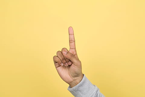 hand, one, photo, Hands, Numbers, human body part, human hand, colored background, yellow, gesturing, body part, studio shot, finger, indoors, human finger, hand sign, communication, one person, yellow background, success, copy space, close-up, simplicity, human limb, 4K