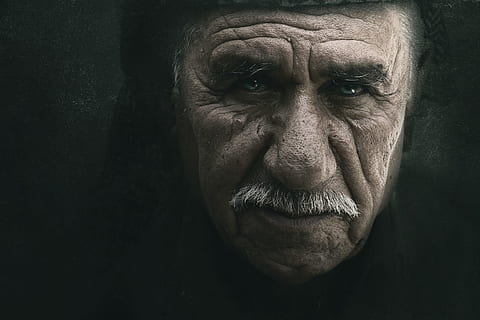 old man portrait, people, elderly, face, old People, old Person, portrait, senior, seniors, looking at camera, one person, adult, real people, facial hair, mature adult, indoors, front view, headshot, body part, human face, men, close-up, beard, senior adult, human body part, mature men, wrinkled, black background, contemplation, eyebrow, 2K