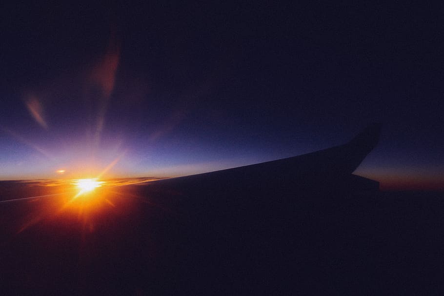 indie, baggrund, tapet, Sky, himmel, fly, Jet, vinge, flyvningen, solnedgang, sol, ingen mennesker, solstråle, linseflare, natur, skønhed i naturen, sollys, udendørs, majestætisk, scenics - natur, kopiere plads, plads, lyse, rolig scene, ro, silhuet, mørk, 4K