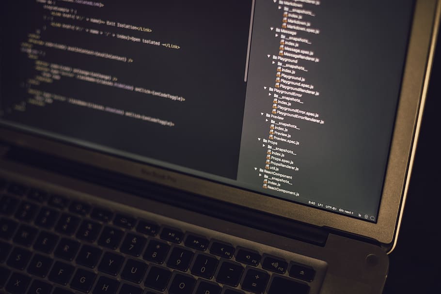 plik, scenariusz, ciemny, jetbrain, burza internetowa, praca, pracujący, programowanie, kodowanie, struktura, macbook, ekran, javascript, reactj, reagować, html, programista, laptop, klawiatura, komputer, technologia, porozumiewanie się, połączenie, tekst, wyposażenie komputera, technologia bezprzewodowa, zbliżenie, pismo zachodnie, żadnych ludzi, Internet, monitor komputerowy, klawiatura komputerowa, wewnątrz, numer, dane, śieć komputerowa, sprzęt elektryczny, 4K