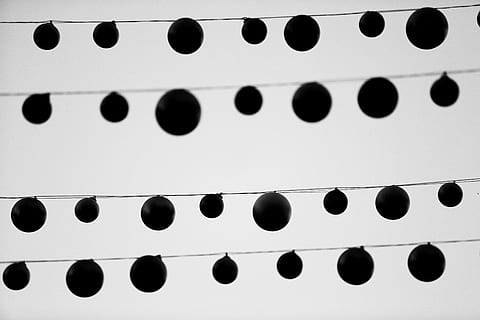 string, lights, circles, spheres, close-up, no people, in a row, full frame, backgrounds, indoors, white color, shape, pattern, side by side, paper, high angle view, geometric shape, repetition, hole, order, document, circle, arts culture and entertainment, number, paperwork, power supply, 5K, CC0, public domain, royalty free