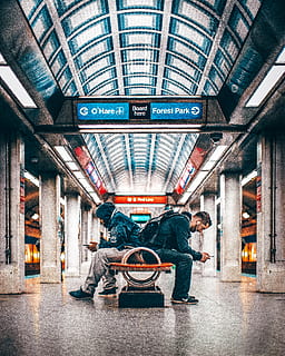 two, men, sitting, bench, inside, station, airport, architecture, building, indoors, people, terminal, transportation, full length, mode of transportation, ceiling, public transportation, travel, real people, illuminated, rail transportation, lifestyles, railroad station, adult, casual clothing, incidental people, 4K, CC0, public domain, royalty free