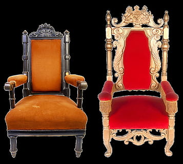 sofà, còmode, escuma, seure, butaca, cadira, objecte, fusta, mobles, casa, tir de l'estudi, a l'interior, fons negre, cap gent, vermell, seient, art i artesania, antiguitat, riquesa, natura morta, ornamentat, luxe, primer pla, dos objectes, patró, color taronja, història, el passat, color plata, 720P, CC0, domini públic, lliure de regalies
