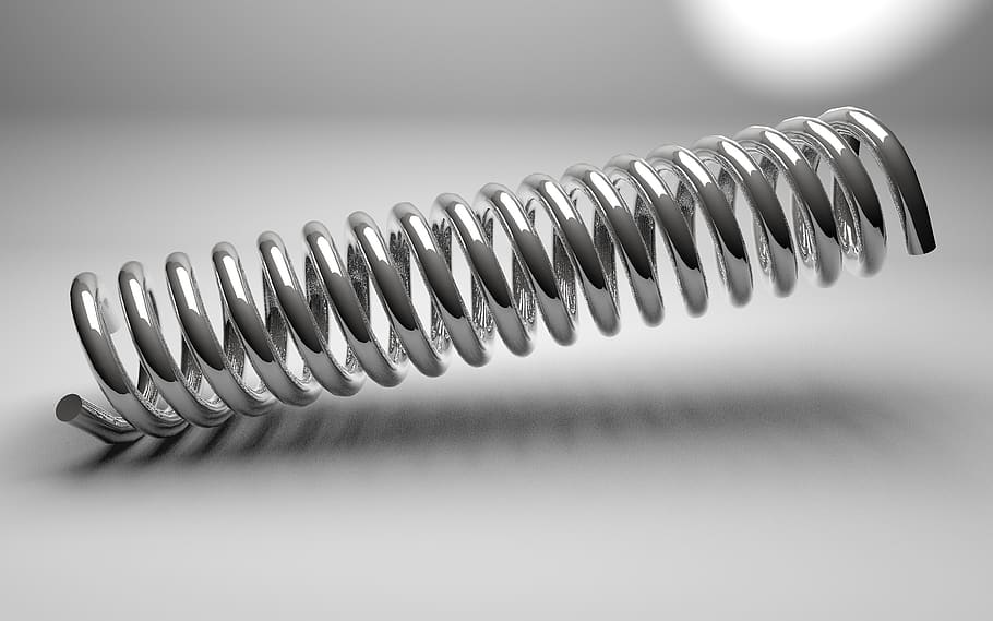 primer pla del metall, fons, crom, bobina, focus, industrial, indústria, llum, mecànica, metall, metàl·lic, agut, brillant, espiral, acer inoxidable, tecnologia, eina, cable, cap gent, primer pla, a l'interior, en fila, tir de l'estudi, color plata, fons blanc, patró, sol objecte, equipament, gris, reflexió, fons gris, senzillesa, ferro - metall, plàstic, acer, aliatge, 2K