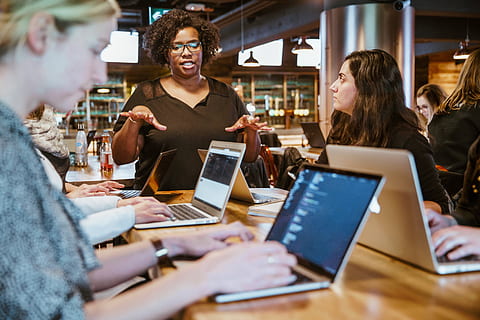 femme, instruire, photo d'ordinateur portable, école, codage, développement de logiciels, éducation, entraînement, prof, jeune adulte, groupe de personnes, adulte, les jeunes hommes, Hommes, jeune femme, affaires, femmes, bonheur, souriant, la communication, séance, mâles, portable, mi adulte, La technologie, hommes d'âge moyen, utilisant un ordinateur portable, Technologie sans fil, 4K, CC0, domaine public, libre de droits