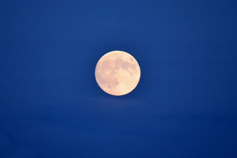 Vollmond, Mond, draußen, Nacht-, Universum, Weltraum, Platz, Astronomie, Muskoka, Kanada, Himmel, Blau, Abend, Natur, Astrofotografie, hoch schauen, Ruhe, Schönheit in der Natur, Szenen - Natur, klarer Himmel, keine Leute, gestalten, ruhige Szene, kopieren sie platz, Kreis, Flachwinkelansicht, planetarischer Mond, idyllisch, Astrologie, Mondlicht, Weltraum und Astronomie, Blauer Hintergrund, 2K