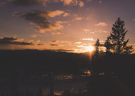 aereo, fotografia, tramonto, retroilluminato, nuvole, buio, crepuscolo, sera, ora d'oro, sole dorato, tramonto dorato, paesaggio, natura, all'aperto, panoramico, sagome, cielo, sole, luce del sole, alberi, immagini di dominio pubblico, silhouette, nuvola - cielo, albero, bellezza nella natura, colore arancione, pianta, nessuno, scena tranquilla, la tranquillità, scenics - natura, raggio di sole, idilliaco, terra, scena non urbana, 5K, CC0, dominio pubblico, privo di copyright