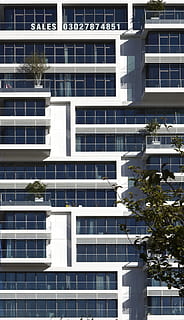 Berlin, Deutschland, Zusammensetzung, Fenster, Glas, Muster, panel, Baum, Fassade, Gebäude, abstrakt, Linien, Balkon, Schatten, Verkauf, die Architektur, Gebäudehülle, gebaute Struktur, Tag, keine Leute, Stadt, Wohngegend, Sonnenlicht, modern, draußen, Hintergründe, Vollbild, Pflanze, Natur, weiße Farbe, Flachwinkelansicht, Wohnung, sauber, 5K, CC0, gemeinfrei, lizenzfrei
