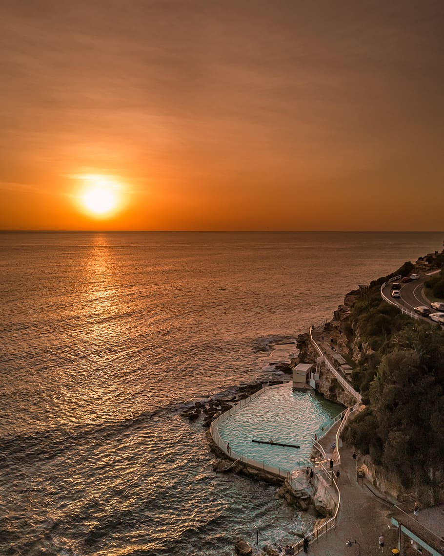 szenisch, Aussicht, Ozean, Sonnenuntergang, Strand, Wolken, Dämmerung, Umgebung, Horizont, Natur, Oceanside, draußen, Wellen, Meer, seelandschaft, Ufer, Himmel, Sonnenaufgang, Wasser, Szenen - Natur, Horizont über Wasser, Schönheit in der Natur, Ruhe, ruhige Szene, orange Farbe, Sonne, idyllisch, Land, wolke - himmel, keine Leute, Sonnenlicht, 2K