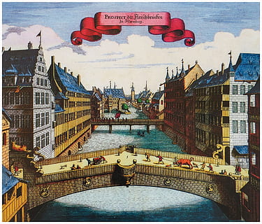 Nürnberg, város, bemutatás, tárgy, program, régi, építészet, épített szerkezet, épület külső, víz, természet, folyó, épület, szállítás, szállítási mód, nem ember, nap, hajó, ég, utazási célpontok, magas szög kilátás, híd, szöveg, híd - ember által készített szerkezet, szabadban, 1080P, CC0, közkincs, jogdíjmentes
