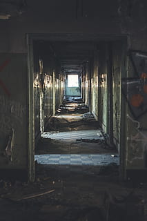 passadís gris, passadís, sòls, cripta, urbà, pis, carretera, vidre, edifici, bunker, ciutat, carrer, màquina de jocs d'arcade, llitera, mobles, llit, túnel, restaurant, cafeteria, presó, arquitectura, abandonat, cap gent, el camí a seguir, direcció, estructura construïda, a l'interior, vell, dia, arcade, perspectiva decreixent, aixafar, espatllat, resistent, deteriorament, obsoleta, declivi, arruïnat, 5K, CC0, domini públic, lliure de regalies