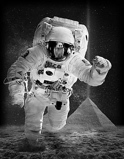 Pyramide, Struktur, Konstruktion, Mond, Natur, Landschaft, Astronaut, Wissenschaftler, Platz, Mond-, Besetzung, Männer, Schutz, Menschen, Gasmaske, Raumanzug, Erwachsene, Arbeitsschutzkleidung, Sicherheit, halten, draußen, Rettung, Unfälle und Katastrophen, zwei Menschen, Erkundung, 1080P, CC0, gemeinfrei, lizenzfrei