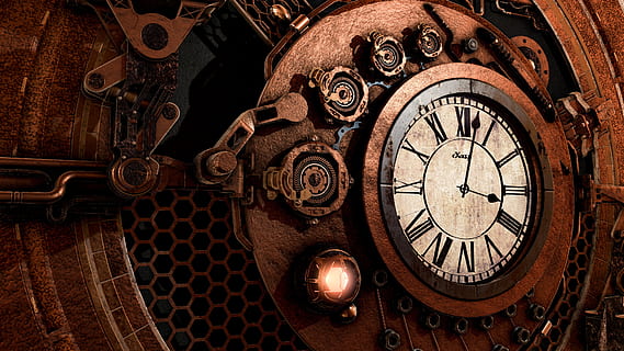 steampunk, l'horloge, temps, antique, Contexte, engrenages, métal, mouvement, machine, rétro, fantaisie, personne, à l'intérieur, cadran d'horloge, vieux, style rétro, fermer, grande aiguille, instrument de temps, chiffre romain, cercle, le passé, l'histoire, modèle, aiguille de l'horloge, romain, horloge murale, 4K, CC0, domaine public, libre de droits