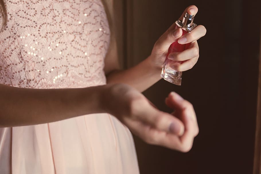 beautiful, young, woman, bottle, perfume, home, closeup, human hand, hand, jewelry, human body part, ring, adult, one person, holding, midsection, women, indoors, diamond - gemstone, close-up, fashion, focus on foreground, body part, finger, luxury, young adult, glass, beautiful woman, 4K