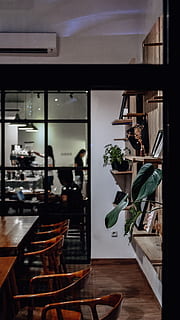 asortat, plante, rack de perete, scaun, fereastră, interior, sticlă, plantă, raft, rafturi, restaurant, cafenea, decor, frunze, noaptea, în interior, masa, sticlă - material, transparent, nici o persoana, mobila, Afaceri, acasă interior, lemn - material, zi, planta in ghiveci, arhitectură, camera de zi, natură, 4K, CC0, domeniu public, fără drepturi de autor
