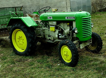 mašina, steyr - traktorius, oldtimer, variklis, Žemdirbystė, transporto priemonė, transporto būdas, žalia spalva, žemės, transportavimas, lauke, dieną, sausumos transporto priemonė, nėra žmonių, žemės ūkio technika, stacionarus, pobūdį, ratas, traktorius, žolė, augalų, mašinos, padanga, 5K, CC0, Viešasis domenas, nemokamai