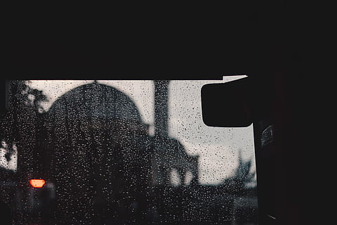 rain, travel, shadow, silhouette, cloud, bus, sky, urban, turkey, border, summer, vibe, mood, on the road, dark, grim, road, mosque, georgia, car, window, transportation, land Vehicle, people, driving, windshield, outdoors, traffic, raindrop, street, weather, glass - Material, adult, men, mode of Transport, urban Scene, wet, looking Through Window, people Traveling, 5K, CC0, public domain, royalty free