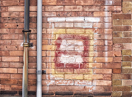 bricks, wall, pipes, brick, brick wall, architecture, wall - building feature, built structure, no people, day, building exterior, pipe - tube, outdoors, pattern, window, staircase, metal, pipe, building, low angle view, connection, pipeline, 2K, CC0, public domain, royalty free