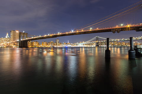 pont de Brooklyn, nit, llums, pont, ciutat, urbà, Brooklyn, Manhattan, horitzó, arquitectura, riu, paisatge urbà, referència, EUA, nyc, nou, Amèrica, turisme, atracció, cel, ny, famós, aigua, viatjar, paisatge, estructura construïda, il·luminat, pont - estructura feta per l'home, connexió, transport, destinacions de viatge, Pont en suspensió, reflexió, enginyeria, naturalesa, davant del mar, a l'aire lliure, llum, badia, 5K, CC0, domini públic, lliure de regalies