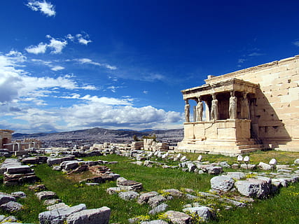 Atenas, Grecia, acrópolis, historia, arquitectura, el pasado, estructura construida, antiguo, cielo, destinos de viaje, viaje, civilización antigua, turismo, naturaleza, lugar de adoración, vieja ruina, arqueología, día, exterior del edificio, nube - cielo, nadie, azul, columna arquitectonica, al aire libre, arruinado, 1080P, CC0, dominio público, libre de derechos