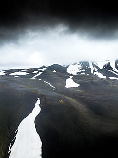 snow, capped, mountain, dark, clouds, cloud, winter, cold, landscape, storm, light, horizon, nature, wanderlust, explore, background, wallpaper, above, highland, iceland, texture, layer, scenics, outdoors, cloud - Sky, sky, mountain Range, hill, mountain Peak, cloudscape, travel, no People, beauty In Nature, summer, volcano, fog, extreme Terrain, glacier, rural Scene, valley, lake, non-Urban Scene, 4K, CC0, public domain, royalty free