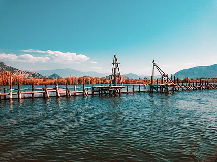 pod maro, apă, malul mării, doc, dig, port, natură, val, peisaj, mare, albastru, nori, vară, plajă, Manzara, deniz, ocean, clădire, Boardwalk, pod, în aer liber, cer, construită, arhitectură, scenice - natura, conexiune, frumusețe în natură, pod - om construit, transport, Munte, nici o persoana, nor - cer, o scenă liniștită, zi, dafin, 4K, CC0, domeniu public, fără drepturi de autor