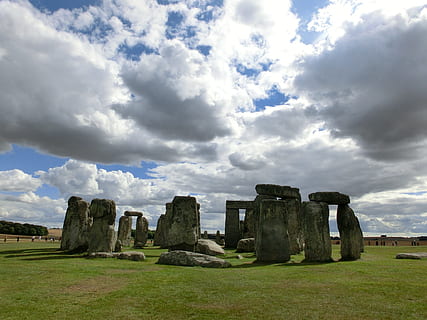 stonehenge, ancient, archaeology, clouds, cloudy, england, field, grass, landscape, lawn, megalith, monolith, mystery, people, prehistoric, rocks, sky, stone, cloud - sky, history, the past, nature, architecture, plant, day, no people, land, green color, environment, travel destinations, travel, built structure, tranquil scene, ancient civilization, outdoors, ruined, ancient history, 1080P, CC0, public domain, royalty free