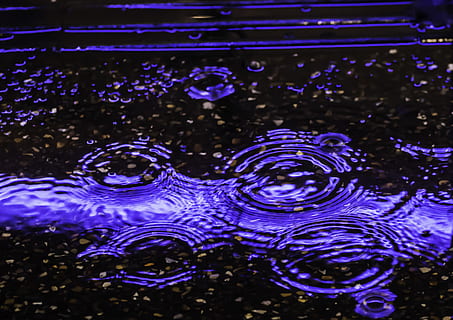 reflection, life, drop, puddle, ripple, london, southbank, rain, water, light, blue, nature, motion, no people, splashing, rippled, outdoors, close-up, abstract, purity, waterfront, pattern, backgrounds, full frame, bubble, freshness, concentric, purple, 5K, CC0, public domain, royalty free