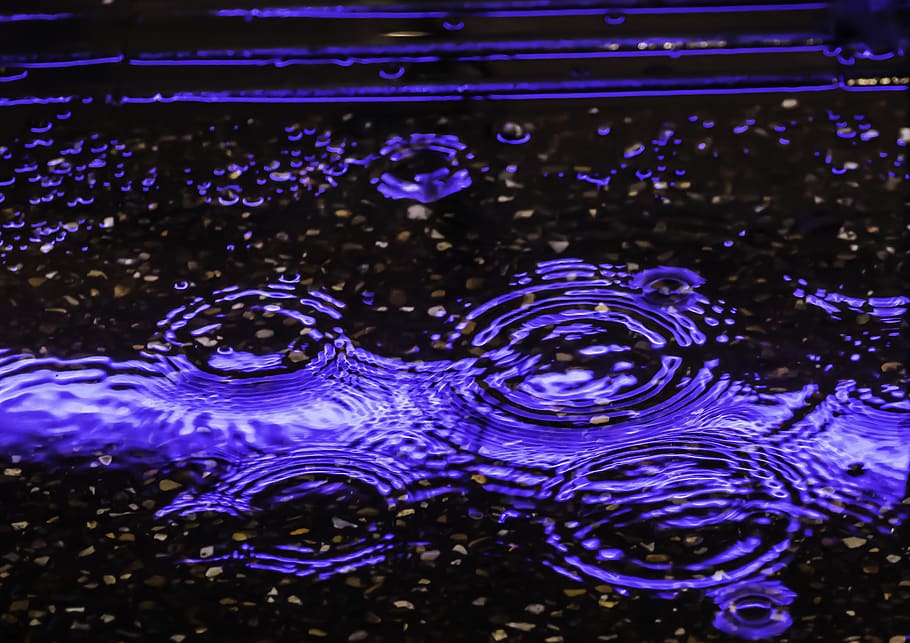 reflection, life, drop, puddle, ripple, london, southbank, rain, water, light, blue, nature, motion, no people, splashing, rippled, outdoors, close-up, abstract, purity, waterfront, pattern, backgrounds, full frame, bubble, freshness, concentric, purple, 5K